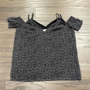 LOFT Petite Black Cold Shoulder Top - Size XSP
